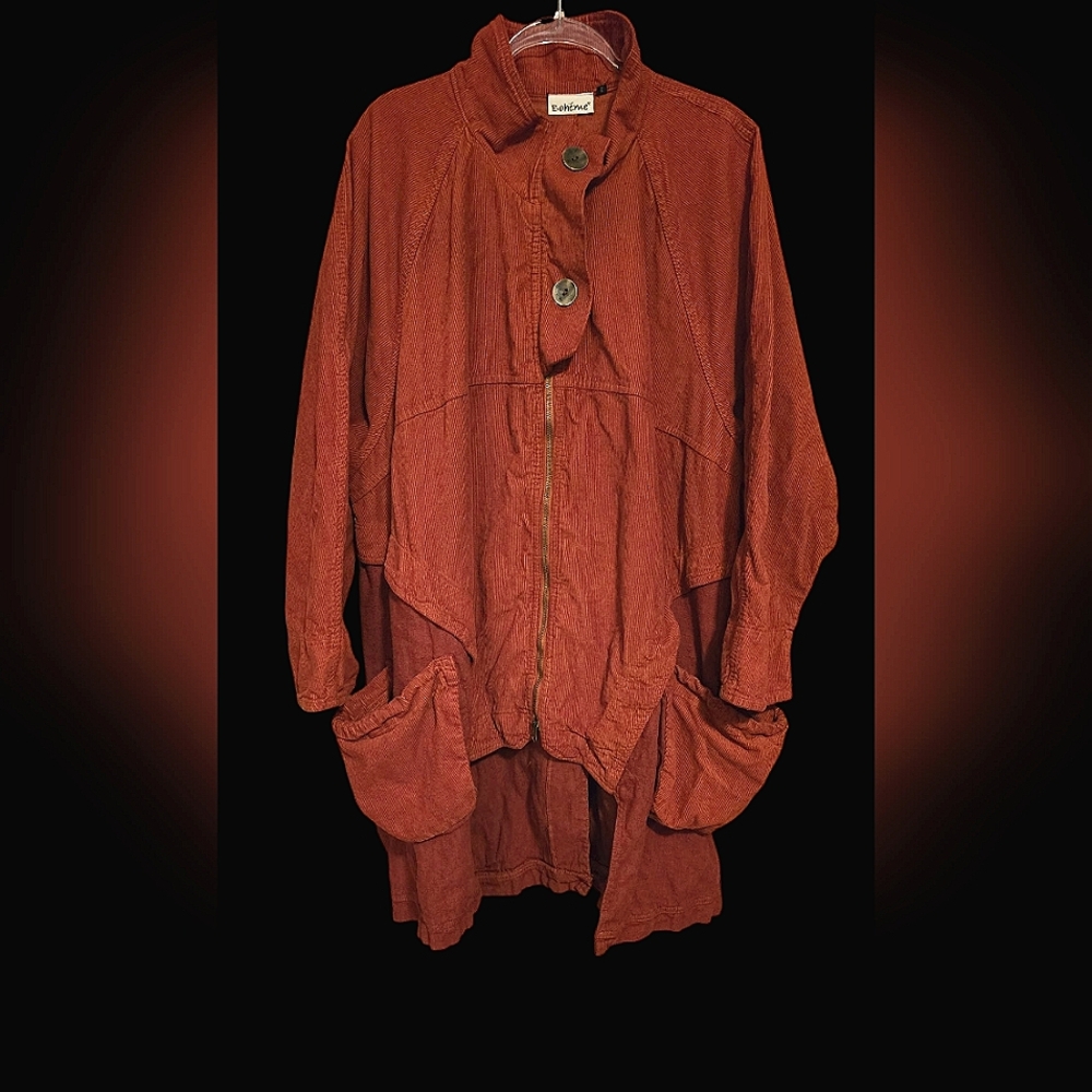 Boheme Rust Corduroy Trendy Coat 3X